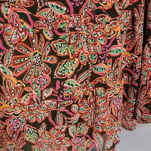 J Crew Skirt Tiered Ruffle Layer Romantic Art Floral Print - Picture 4 of 8